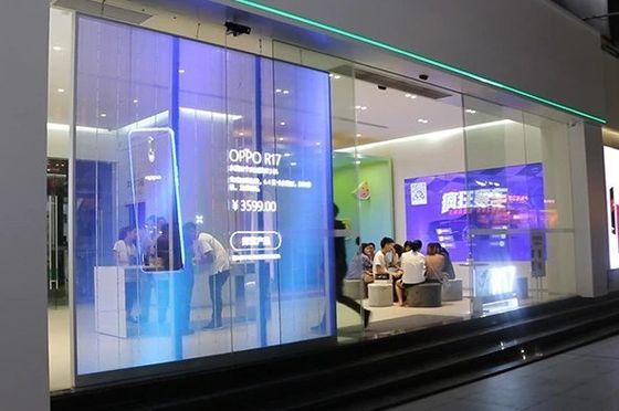 쇼핑몰을 위한 ISO14001 인터랙티브 크리에이티브 투명 LED 창 디스플레이 ODM
