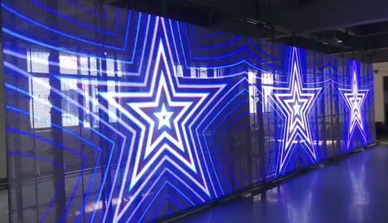 롱다 3840Hz 주사율 5000cd/m2 밝기 1R1G1B LED 구성 렌탈 또는 고정 설치용 투명 유리 LED 스크린