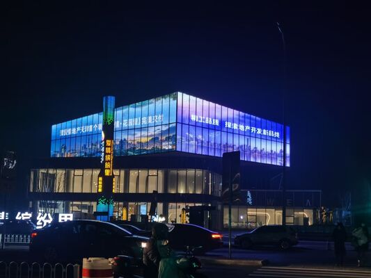 맞춤형 사이즈의 고휘도 풀컬러 LED 투명 스크린 (실내 및 실외 사용 가능)